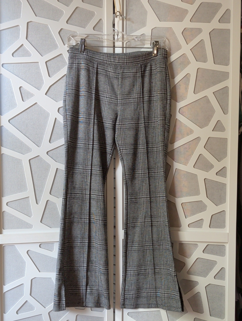 SO Gray Plaid Flared Dress Pants